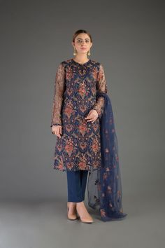 Bareeze Poetic Illusion  Mc694 Blue Collection 2021 Asian Bridal Dresses, Pakistani Designer Suits, Asian Bridal, Lawn Suits, Anarkali Dress, Shalwar Kameez, Pakistani Designers, Designer Suits, Wedding Suits