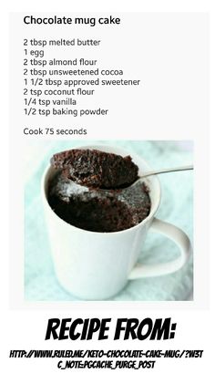 the recipe for chocolate mug cake is shown