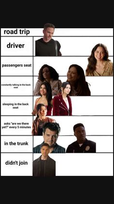 the road trip driver poster is shown in black and white, with many different faces