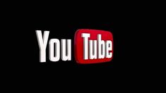 the youtube logo is shown in white and red