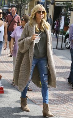 Heidi Klum Outfits, Heidi Klum Style, Mode Mantel, Look Boho Chic, Pumpkin Patch Outfit, Gilet Long, Mode Casual, Heidi Klum, Fabulous Fashion