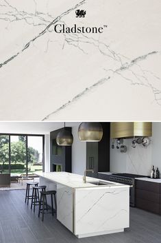 two photos side by side with the same kitchen counter top