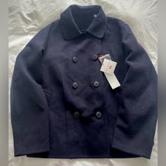 This A Beautiful Brand New Pea Coat From Paris. It’s Very Classy And Elegant. It Is Small But Can Be Medium Too Because It’s More On The Big Small Size .The Color Is Navy Blue. Navy Blue Coat, Blue Coat, Classy And Elegant, Blue Coats, Pea Coat, Pea Coats, Color Blue, Navy Blue, Paris