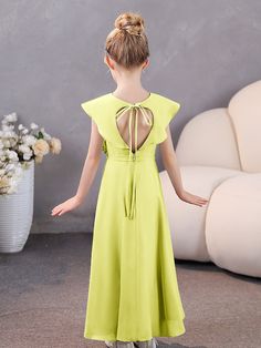 "Enhance your bridal party with our elegant V-Neck Ruffles Chiffon Junior Bridesmaid Dresses. Made with high-quality chiffon fabric, these dresses feature a flattering V-neckline and stunning ruffled details. Perfect for any junior bridesmaid, our dresses will elevate the overall look of your wedding and make your special day even more memorable.” Bridesmaid Dresses Green, Dresses Green, Junior Bridesmaid Dresses, Chiffon Ruffle, Junior Bridesmaid, Neck Ruffle, Chiffon Fabric, Lime Green, Bridal Party