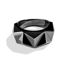 Dark Armor women's ring, all black studded ring. Black Open Ring Metal Rings, Black Metal Open Ring, Modern Black Promise Ring, Modern Matte Black Jewelry For Formal Occasions, Matte Black Modern Jewelry For Formal Occasions, Minimalist Black Metal Rings, Modern Black Dome Ring, Gothic Black Ring With Polished Finish, Modern Black Dome Ring As A Gift