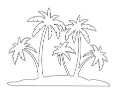 a line drawing of three palm trees