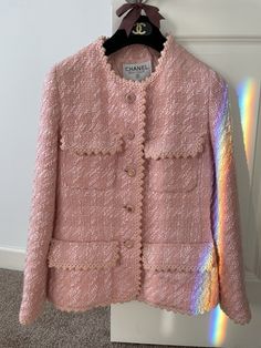 Vintage 1993 Chanel Jacket | eBay Vintage Chanel Outfit, Chanel Outfits Women, Chanel Jacket Outfit, Vintage Chanel Jacket, Long Wool Skirt, Pink Tweed Jacket, Chanel Style Jacket, Chanel Tweed Jacket, Chanel Coat