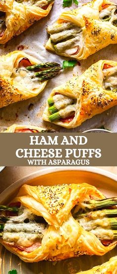 ham and cheese puffs with asparagus