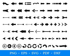 an arrow set is shown in black and white, with the text png eps svg