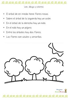 the poem is written in spanish and has three trees with leaves on each side,