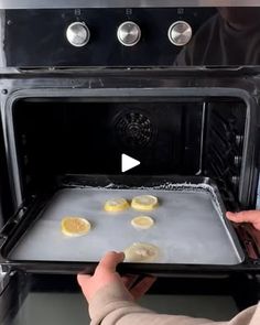 someone is baking lemons in an oven