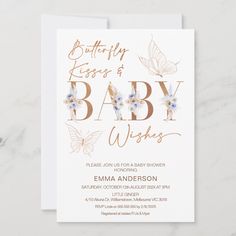 a baby shower is shown with butterflies on it