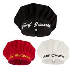 65% Polyester, 35% Cotton Hook and Loop closure CUSTOMIZED CHEF HATS - Give yourself or your kitchen staff a more professional and special look with our personalized chef hat. Our chef cap is also great to help prevent hair and sweat to contaminate your food. Let everyone know who the chef is with this personalized tufted hat! PERSONALIZE WITH YOUR NAME OR ANY OTHER TEXT - Add your name, or any other text on the front wide band of the hat to make it special for you. Simply choose the color of th Chef Cap, Chef Costume, Chef Hats, Girls Robes, Chef Hat, Embroidered Name, Striped Pyjamas, Chefs Hat, Personalised Blankets