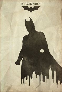 the dark knight movie poster with batman silhouette