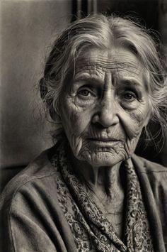 an old woman with wrinkles on her face