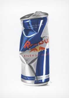 a can of red bull energy drink on a white background