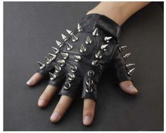 Spiked Gloves, Spiked Leather Jacket, Driving Motorcycle, Leather Fingerless Gloves, Goth Shoes, Metal Spikes, Punk Accessories, Dark Metal, Punk Outfits