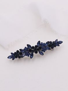 This brilliant barrette features sparkling rhinestones in a cluster pattern of sapphire blue round and navy marquise stones that is the perfect accessory for the bride or any special occasion event. This piece is perfect as a side or back clip accessory. Measures a more petite size at 3" wide and 1/2" tall and has a clip on the back to securely place into your hair. Choose from all clear crystals, sapphire blue crystals, navy blue crystals, red, gray, purple, pink, or green.  DETAILS * High qual Pink Barrettes, Crystals Red, Crystal Hair Clip, Wedding Barrettes, Crystal Hair Clips, Blush Pink Weddings, Rose Blush, Navy Blue Wedding, Wedding Accessory