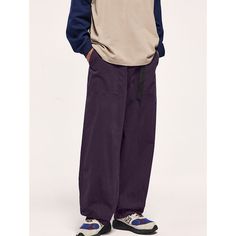 C-045-88 Baggy Purple Cotton Cargo Pants, Baggy Cotton Cargo Pants In Purple, Purple Cotton Cargo Pants, Purple Relaxed Fit Sweatpants With Pockets, Casual Purple Pants With Cargo Pockets, Casual Purple Straight Leg Cargo Pants, Casual Purple Bottoms With Cargo Pockets, Casual Purple Cargo Pants With Pockets, Casual Purple Parachute Pants With Pockets