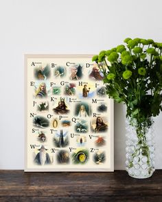 Lord of the Rings inspired poster with unique artwork for each letter of the alphabet. Lotr Themed Nursery, Lord Of The Ring Nursery, Lord Of The Rings Themed Nursery, Hobbit Themed Nursery, Fantasy Themed Nursery, Hobbit Nursery Theme, Lord Of The Rings Nursery Theme, Lord Of The Rings Baby Shower Ideas