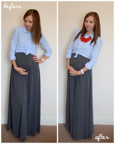 cute outfits. brilliant idea to tie a button-down shirt over a maxi skirt/dress Preg Outfits, Merricks Art, Art Outfits