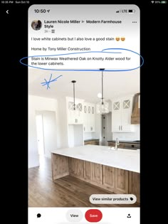 an instagram photo with the words'i love what kitchen cabinets look like '