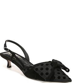 From Sam Edelman&#x2C; the Treena Polka Dot Mesh Slingback Bow Detail Pumps feature:Polka dot mesh upperBow detailingBuckled sling strap closureSynthetic liningRubber outsoleApprox. 1.625" kitten heelImported. Slingbacks, Dillard's, Bow Detail, Sam Edelman, Pumps Heels, Kitten Heels, Polka Dot, Polka Dots, Pumps