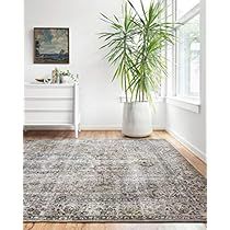 a large area rug with a plant in the middle and a white vase next to it