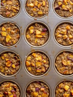 muffins with apples and oats in a pan