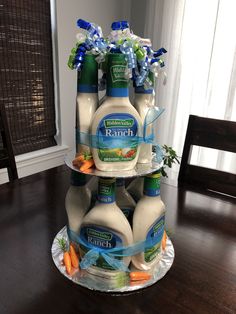 a cake made to look like a bottle of ranch dressing