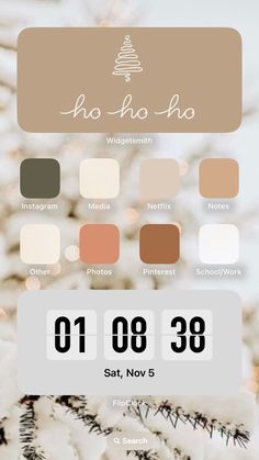 Neutral Christmas homescreen idea Aesthetic Christmas Iphone Layout, Neutral Christmas Aesthetic Wallpaper, Christmas Phone Ideas, Boho Christmas Wallpaper, Iphone Wallpaer, Winter Homescreen, Christmas Homescreen Aesthetic