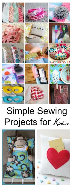 a collage of sewing projects for kids