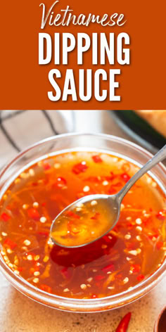 Vietnamese dipping sauce in a bowl. Vietnamese Sauce Nuoc Cham, Vietnamese Dipping Sauce Recipes, Nuoc Cham Sauce Recipe, Healthy Vietnamese Recipes, Vietnamese Dressing, Vietnam Party, Chinese Sauce Recipe