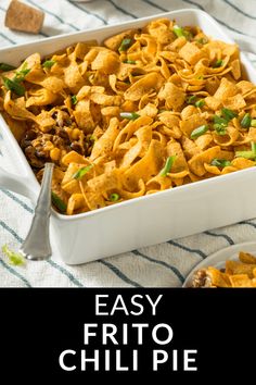 a casserole dish filled with pasta and vegetables