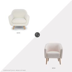 two chairs, one white and the other beige