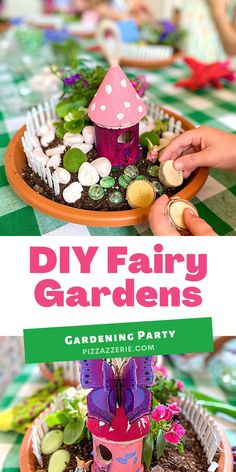 this is an image of diy fairy gardens