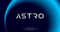 the word astro written in white on a dark blue background with an abstract circle pattern