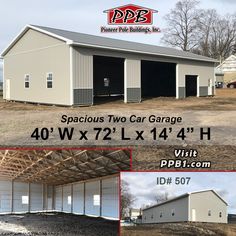 two garages with one attached to the side and another on the other, in front of