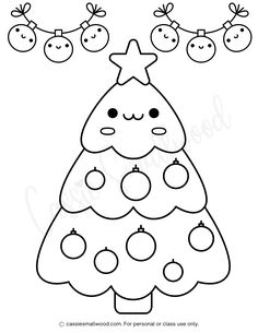 kawaii Christmas tree coloring page with ornaments Xmas Tree Coloring Pages, Christmas Tree Coloring, Christmas Tree Drawing Easy, Toddler Christmas Tree, Xmas Drawing, Insect Coloring Pages, Big Christmas Tree, Free Halloween Coloring Pages, Christmas Tree Coloring Page