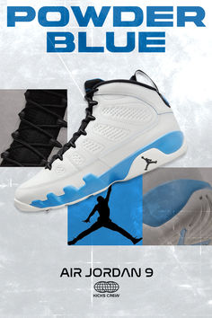 The new Air Jordan 9 Retro 'Powder Blue' release is back in its original design for the first time since 1993. Find your pair before it sells out! Powder Blue Interior, Air Jordan 9 Retro, Jordan 9 Retro, Blue Air, Air Jordan 9, Jordan 9, Blue Interior, 30th Anniversary, Nike Sneakers