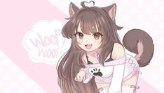 Puppygirl Pfp Icon, Pink And Brown Pfp, Cutecore Discord Banner, Puppygirl Icons, Puppy Girl Art, Kawaii Discord Banner, Kawaii Discord Pfp, Puppy Girl Pfp, Cutecore Banner