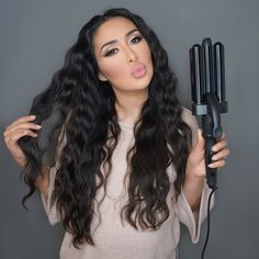 Hair Waver - Easiest Way to Achieve Mermaid Hair Waves Hair Styles For Christmas, Easy Wavy Hair, Cuts For Wavy Hair, Three Barrel Curls, Three Barrel Curling Iron, Beach Waves Curling Iron, Curly Wavy Hairstyles, 3 Barrel Curling Iron, Wavy Hair Styles