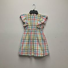 Dress For Girls Is In Brand New Condition With Tag Casual Flutter Sleeve Dress For Playdate, Casual Multicolor Sundress For Playtime, Casual Multicolor Sundress For Playdate, Yellow Short Sleeve Dress For Playdate, Casual Yellow Dress With Flutter Sleeves, Casual Yellow Dress For Playtime, Okie Dokie, Dress For Girls, Kids' Dresses