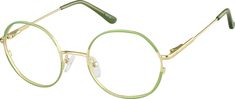 Show your chic subtle side in these luxe round glasses. The shiny gold eyeglasses is accented with just the right amount of floral print on the eyeglasses front as well as the interior of the temple arms. For added comfort the look is fitted with adjustable nose pads and plastic temple tips. | Zenni Women's Round Prescription Eyeglasses Green Floral Stainless Steel Zenni Optical Glasses Woman, Zenni Optical Glasses, Optical Glasses Women, Round Prescription Glasses, Little Miss Perfect, Miss Perfect, Round Eyeglasses Frames, Hinged Frame, Gold Glasses