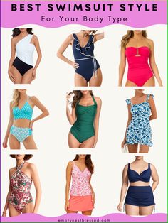 We’re all different shapes & sizes, and EVERY body is beautiful! The best swimsuit style for your body type? We’re helping you figure it out! One Piece Swimsuit For Short Torso, Flattering Swimwear For Big Thighs, Swimsuits For Inverted Triangle Shape, Apple Shape Swimwear, Swimsuit For Pear Shape, Best Bathing Suit For Body Type, Flattering Swimsuits Body Types, Best Swimsuit For Body Type, Bathing Suit For Body Type