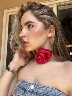 Looking for an elegant and romantic accessory to complete your outfit? Our handmade red satin rose choker is the perfect choice! 🖤 Crafted with high-quality satin ribbon and a beautiful red satin rose, this choker necklace adds a touch of sophistication to any look. The size is regular and it comes with an adjustable ribbon, so it can fit comfortably around any neck. The satin rose choker is perfect for any special occasion, such as weddings, proms, or even date nights. It also makes an excellent gift for her. Surprise your girlfriend, mother, daughter, or sister with this beautiful and unique choker. I take pride in my handmade creations and am happy to accommodate custom requests. If you have a specific color or design, please don't hesitate to message me, and I will do my best to creat Elegant Rose Choker For Party, Elegant Rose Colored Party Choker, Adjustable Rose Choker For Parties, Elegant Party Choker For Valentine's Day, Unique Choker, Choker Necklace Handmade, Surprise Your Girlfriend, Rose Choker, Flower Choker Necklace