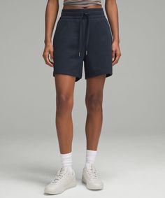 Scuba High-Rise Short 5" | Women's Shorts | lululemon Lululemon Relaxed Fit Shorts With Elastic Waistband, Everyday Activewear With Built-in Shorts, Lululemon Cotton Bottoms For Everyday, Lululemon Relaxed Fit Shorts, Lululemon Cotton Shorts With Built-in Shorts, Comfy Short Length Activewear, Cotton Shorts By Lululemon, Lululemon Relaxed Fit Athletic Shorts, Lululemon Casual Activewear With Relaxed Fit