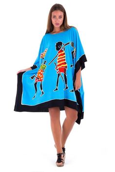 Enjoy this short caftan cover-up. It is ideal for wearing around the house, dressing it up to go out to lunch, or even making a statement on your vacation, or cruise. Easy to wear with endless possibilities. length 38” width 43” Made from 100% soft Rayon Hand-painted design Hand wash in cold water, hang to dry Blue Beachwear Cover-up For Loungewear, Blue Summer Kaftan For Loungewear, Blue Short Sleeve Kaftan For Vacation, Blue Relaxed Fit Kaftan For Beachwear, Oversized Blue Bohemian Tunic, Blue Relaxed Fit Beachwear Kaftan, Blue Casual Poncho For Vacation, Casual Blue Poncho For Vacation, Blue Relaxed Fit Kaftan For Summer