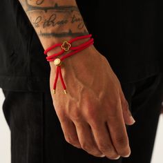 Cords are all about ease. Handmade with superior-grade nylon cord, this understated piece is the perfect accent for those times when you want to keep things low-key. Enhanced with an 18K Gold CRAFTD emblem, its adjustable length ensures a perfect fit. Combine with any other bracelet for a distinctive, layered look. ✓ 18K Gold & 316L Stainless Steel✓ Superior-Grade Red Nylon Cord✓ Heat, Sweat and Saltwater ResistantOne Size Fits All: 18-22 cm adjustable fit Corded Bracelets, Toggle Bracelet, Cord Bracelet, Gold Work, Gold Piece, String Bracelet, Cord Bracelets, Bracelet Gold, Comfort Style