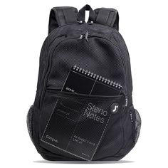 J World Mesh Backpack is lightweight and durable see-through backpack. The spacious main compartment fits large items such as binders and textbooks. This backpack is perfect for students that are required to wear one for school as well as for people that need to carry wet towels and clothing after an intense workout. School Backpack With Mesh Pockets, Black Mesh Standard Backpack, School Backpack With Mesh Pockets And Nylon Material, Functional Mesh Backpack For Back To School, Back To School Travel Mesh Backpack, Functional Mesh Backpack For School, Functional Nylon Backpack For Study, Black Mesh Backpack For Travel, Functional Mesh School Backpack